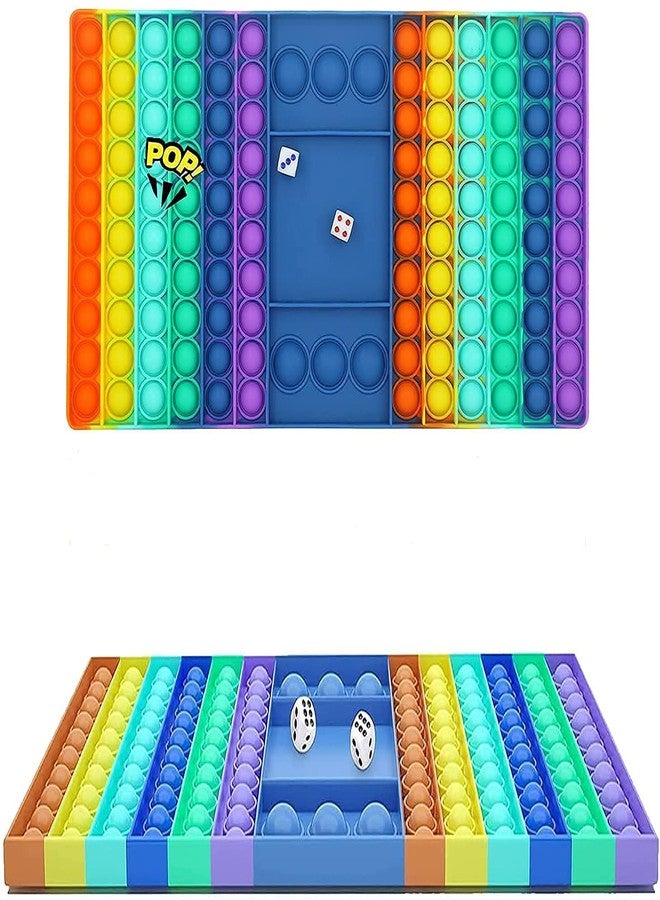 JRT Big Size Push Pop It Fidget Toy || Silicone Rainbow Ludo Board || Popper Fidget Sensory Toys || Stress Relief Figetget Toy || Rainbow Pop it Toy || (Pack of 2 Dice) || - Image 2